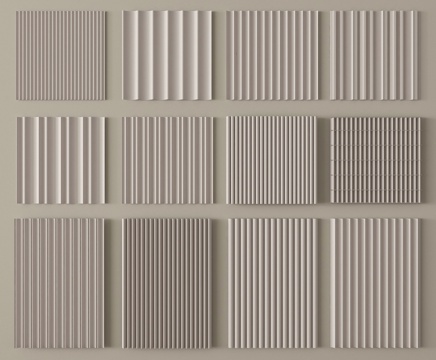 现代木饰面 墙饰板 长城板 波浪板su模型