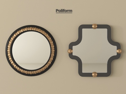 新中式镜子 化妆镜 浴室镜 异形镜子 装饰镜su模型