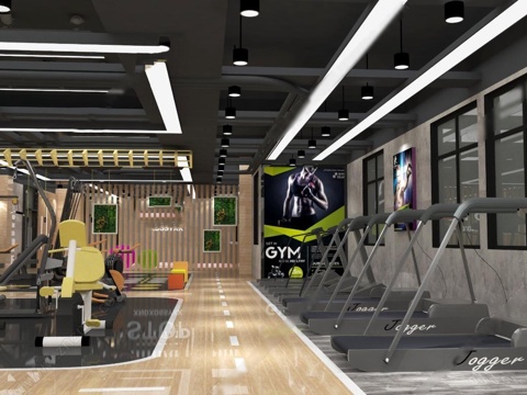 现代健身房 运动器材su模型