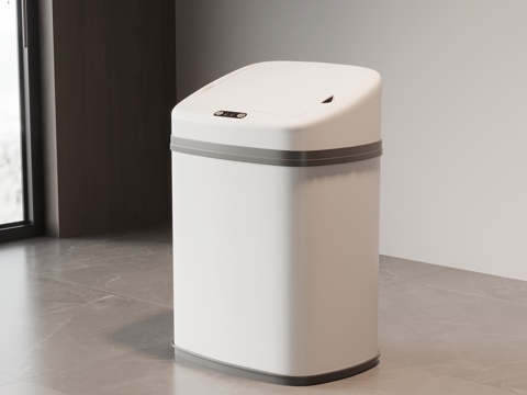 现代垃圾桶 翻盖垃圾桶su模型