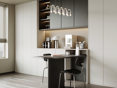 现代酒柜 小餐桌su模型