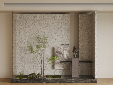 室内景观 景观小品 室内玻璃框造景 植物堆 植物组合 绿植堆su模型