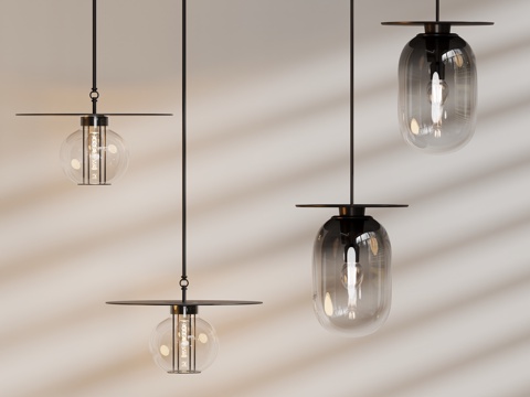 现代床头玻璃吊灯su模型