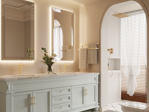 法式卫生间 浴室柜 马桶su模型