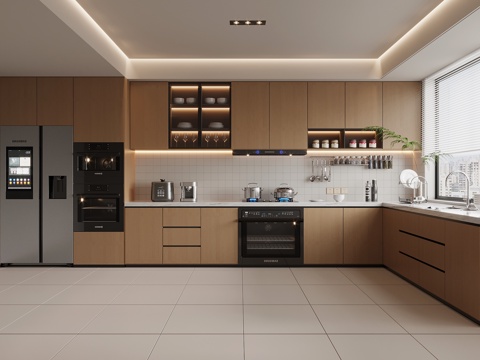 现代简约厨房 橱柜 厨房电器su模型