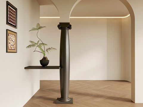 法式中古玄关 玄关隔断su模型