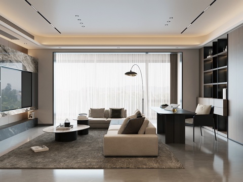  现代意式客餐厅 轻奢意式客餐厅 高级灰客餐厅 海派风客餐厅3d模型 