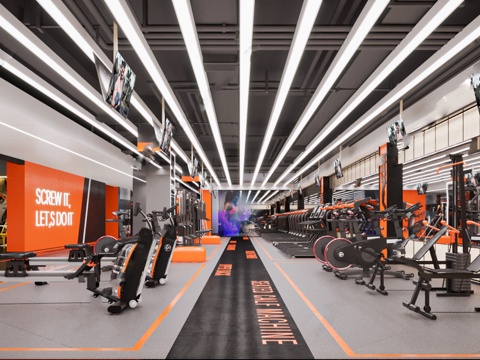 现代健身房 运动器材su模型