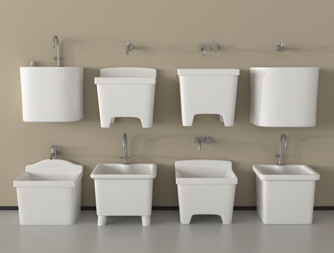 现代拖把池 拖布池 墩布池su模型