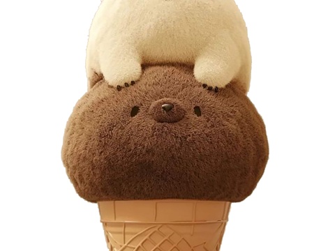 小熊装饰玩偶 小熊毛绒玩具 冰淇淋艺术装置 网红店铺艺术装置su模型