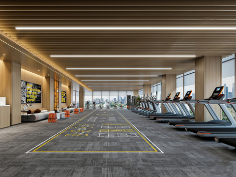 现代健身房 运动器材su模型