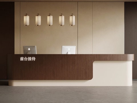 中古风接待台 吧台su模型