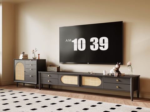 法式复古电视柜 边柜su模型