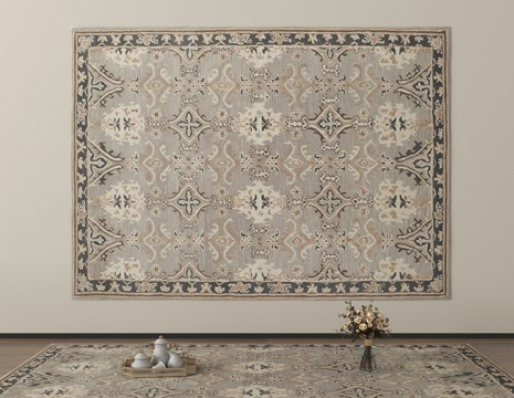 法式复古地毯 方形地毯 布艺地毯su模型