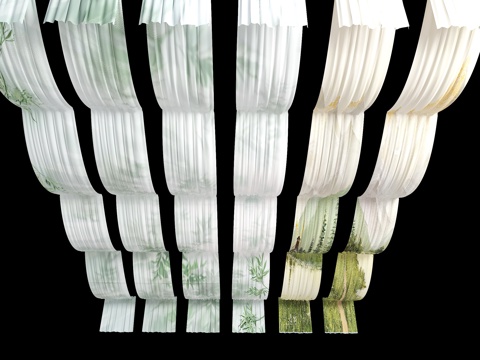 帷慢吊顶 水墨画帷幔 露营风帷幔 茶室吊顶 书房吊顶 图书馆su模型