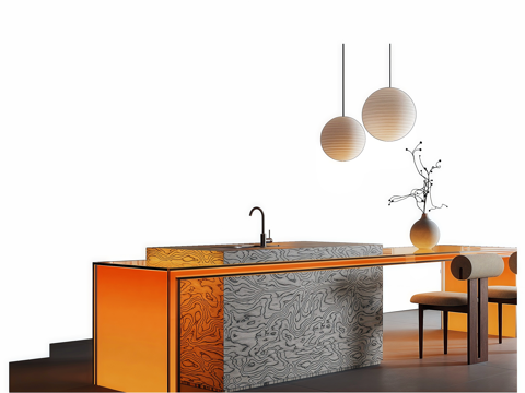 意式现代岛台su模型