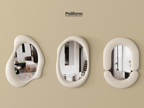 现代镜子 化妆镜 浴室镜 异形镜子 装饰镜su模型