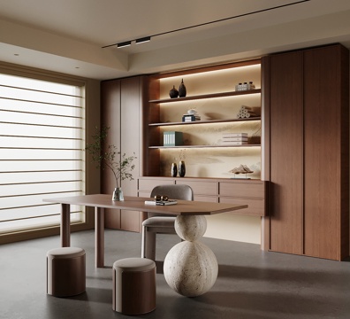 中古风书房su模型