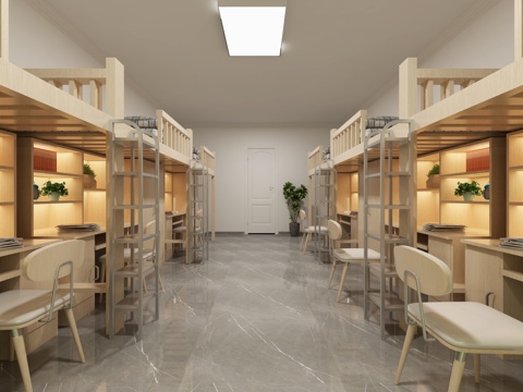  学校学生宿舍6人宿舍3d模型 