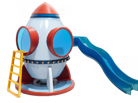 太空科幻主题儿童乐园飞碟火箭滑梯外星人su模型