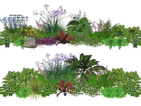 现代庭院花卉植物景观组合su模型