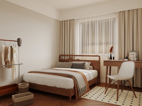 中古风卧室 中古风儿童房su模型