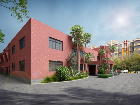  现代厂房外观3d模型 