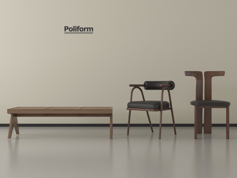 中古侘寂餐椅 木餐椅  单椅 休闲椅 长凳 换鞋凳su模型