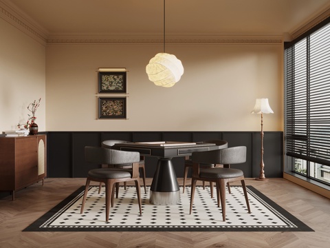 法式中古风棋牌室su模型