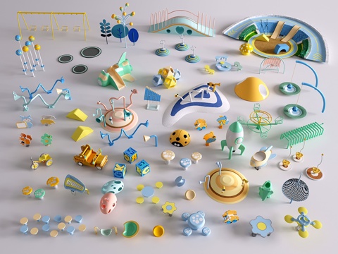  现代儿童游乐设施 儿童户外娱乐器材 儿童器材组合 儿童游乐设3d模型 