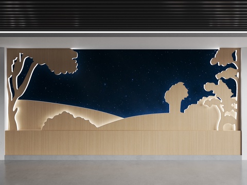 卡通景墙 商业背景墙 森林背景墙 舞台背景 打卡背景墙 餐厅su模型
