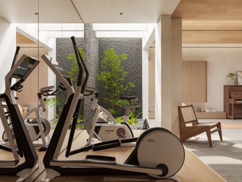 现代健身房su模型