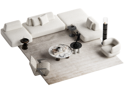 现代轻奢沙发茶几组合su模型