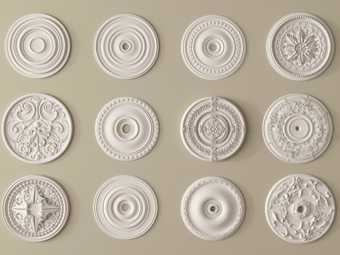 欧式雕花 灯盘 石膏构件su模型