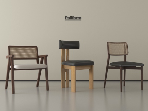 中古侘寂餐椅 木餐椅  单椅 休闲椅su模型