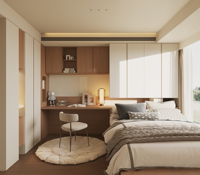 现代榻榻米卧室su模型