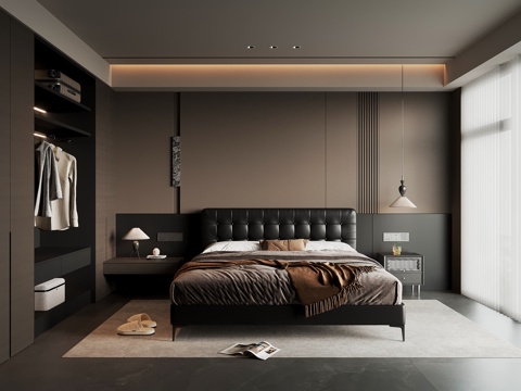 现代意式卧室su模型