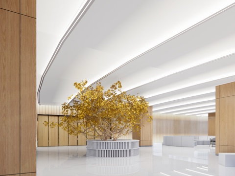  极简大堂 简约大堂  办公大堂 科技感su模型 