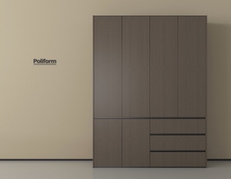 现代极简衣柜 木材 成人 平开su模型