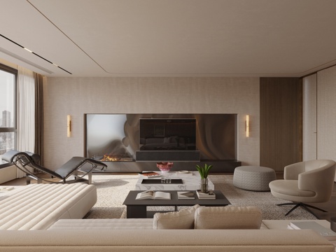 轻奢意式家居客厅 电视背景墙 客厅背景墙 意式客厅背景墙su模型