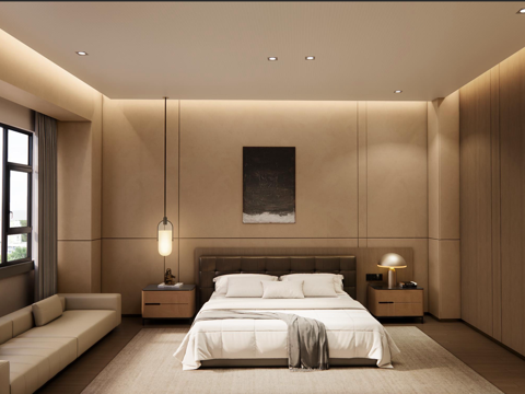  套房卧室 现代套房 简约套房su模型 