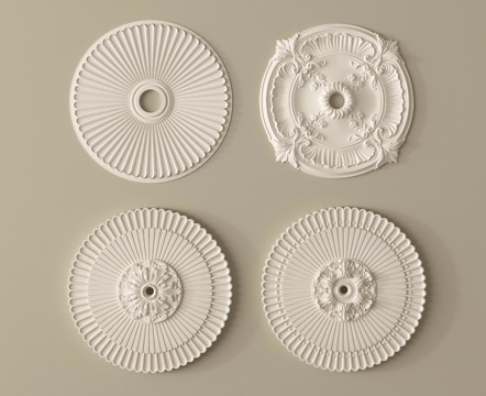 欧式雕花 灯盘 石膏构件su模型