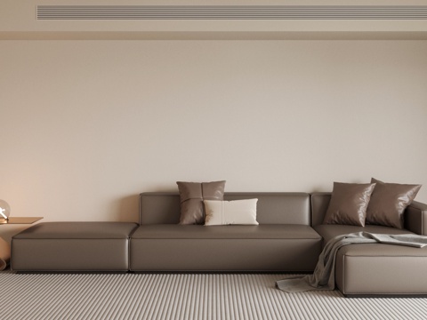 皮革三人沙发 客厅沙发 双人沙发 皮革多人沙发 黑色沙发su模型