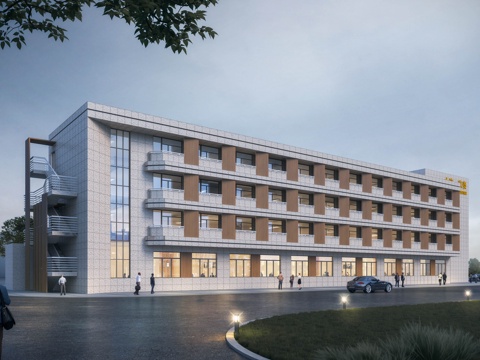 现代多层办公楼 寝室楼su模型