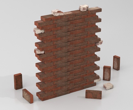 现代砖墙 红砖墙 文化石墙面 墙砖su模型