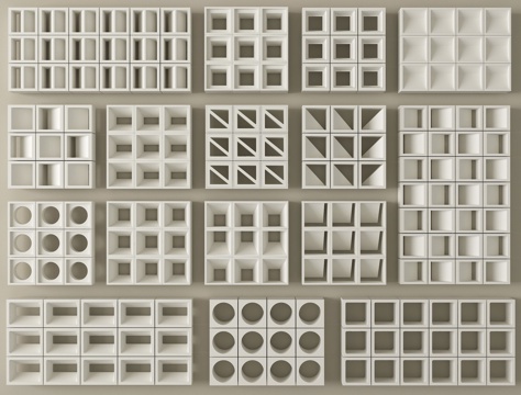 现代水泥砖 水泥砖隔断  镂空水泥砖  空心砖 镂空砖su模型