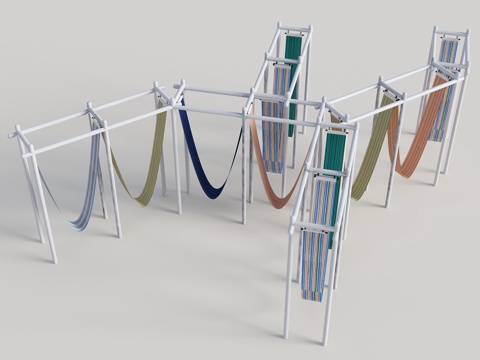 现代彩虹秋千 网红秋千 景观装置 互动装置 互动景观小品su模型
