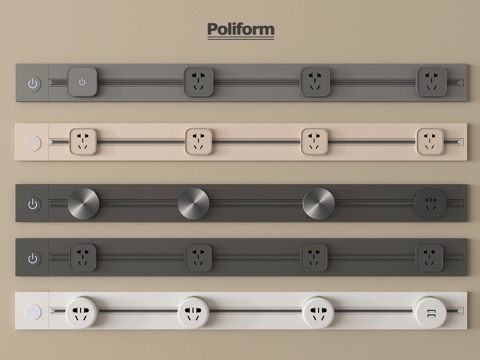 现代开关插座 轨道插座su模型