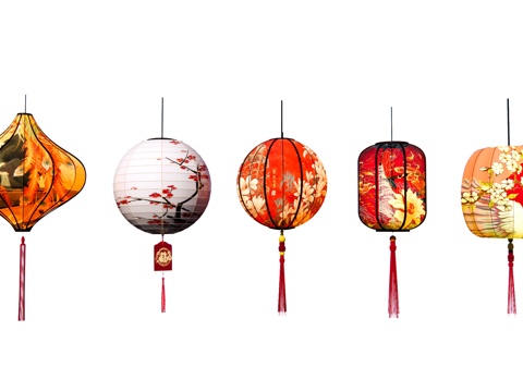 中式 灯笼 古节庆灯笼 彩灯 装饰灯笼 景观灯笼su模型