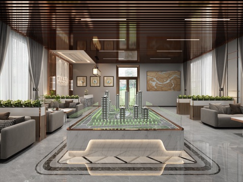  现代售楼部3d模型 